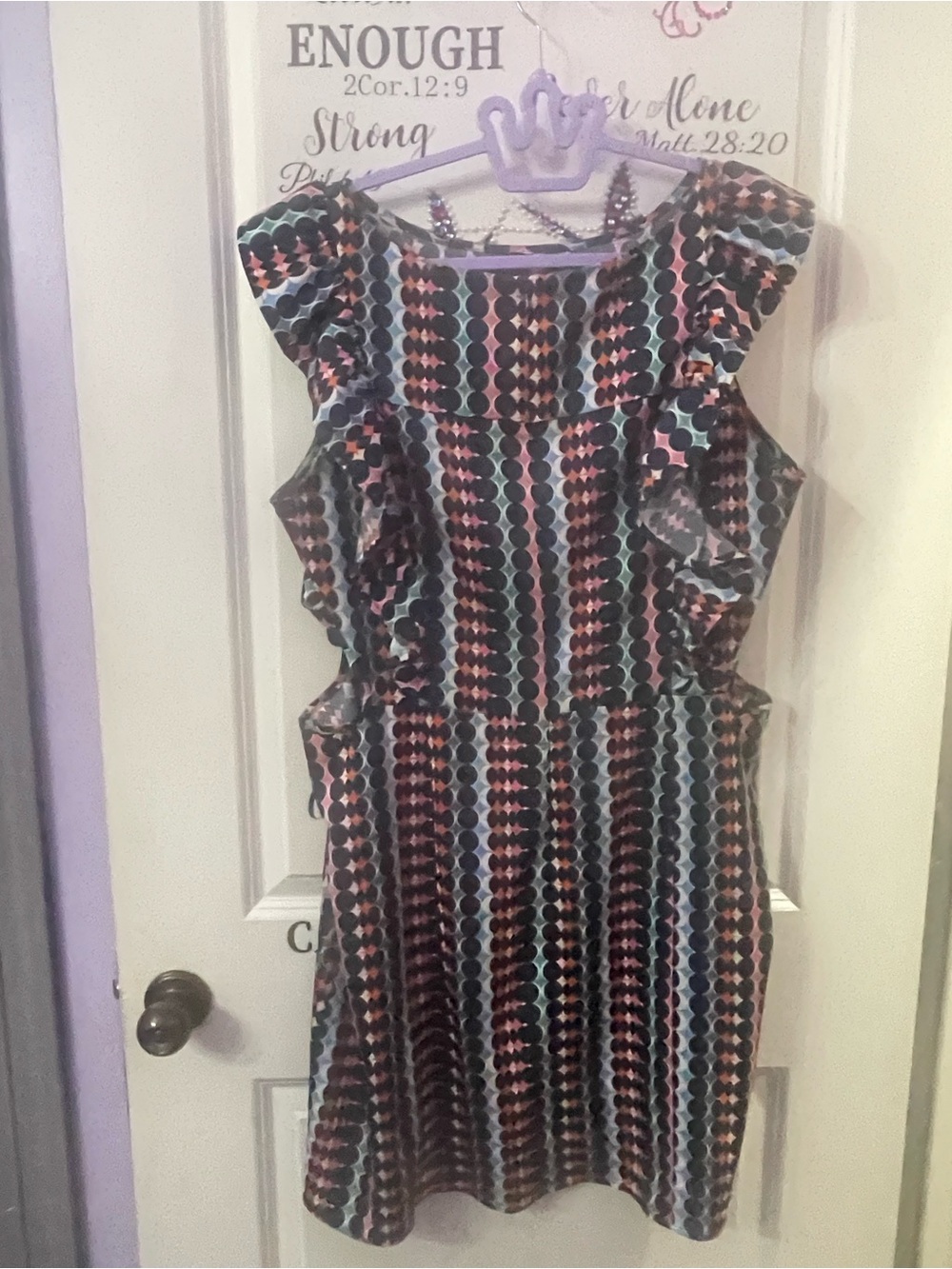 Multicolor Geometric Ruffle Dress - Picture 2 of 3